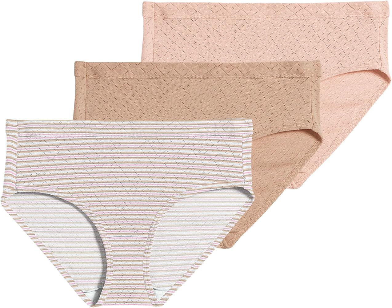 Jockey Women's Underwear Elance Breathe Hipster - 3 Pack, Whisper Stripe/Sheer Peach/Light, 8