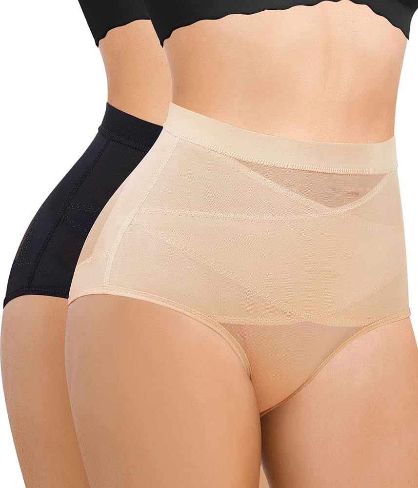 Nebility 2 Piece Tummy Control Shapewear Butt Lifting Underwear for Women Lower Belly Waist Trainer Seamless Faja Body Shaper