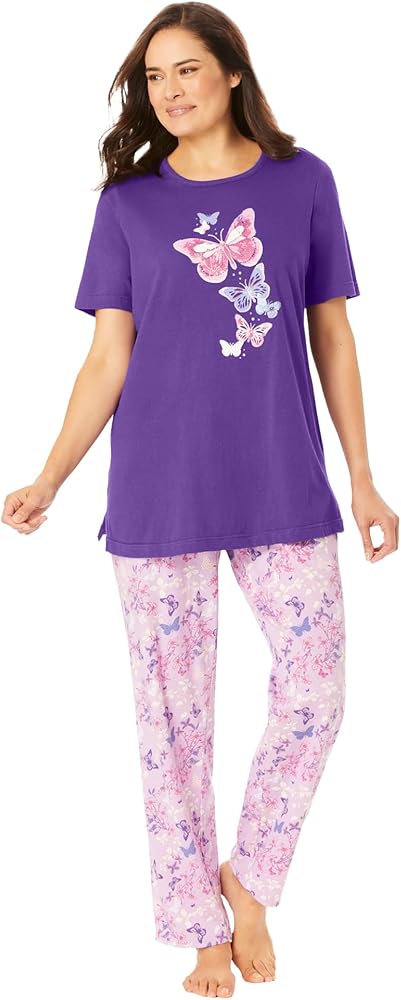 Dreams & Co. Women's Plus Size Graphic Tee PJ Set