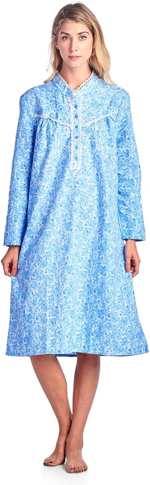 Casual Nights Women's Flannel Floral Long Sleeve Nightgown