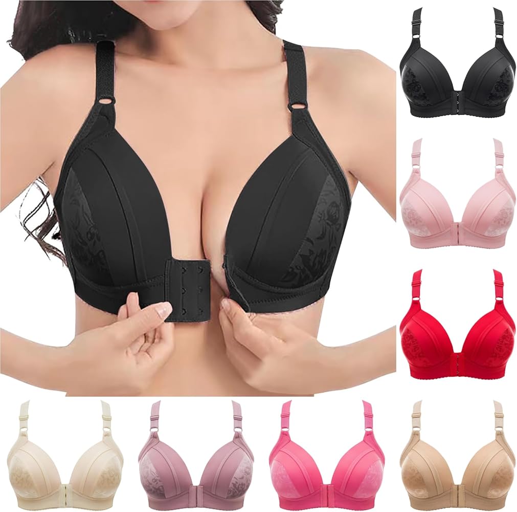 Womens Breathable New Air Bra 2024,High Support Ultra-Thin Comfort Plus Size Padded No Underwire Front Closure Bras