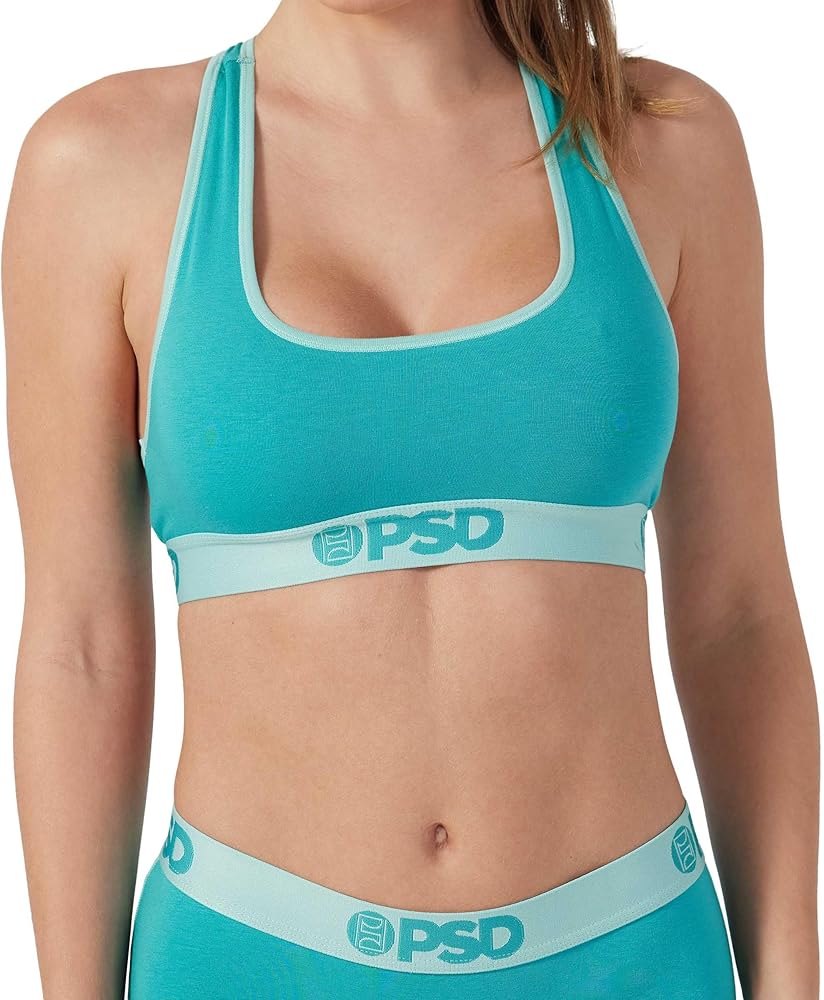 PSD Women's Modal Premium Solid Sports Bra - Racerback Sports Bras for Women with Breathable Microfiber Fabric