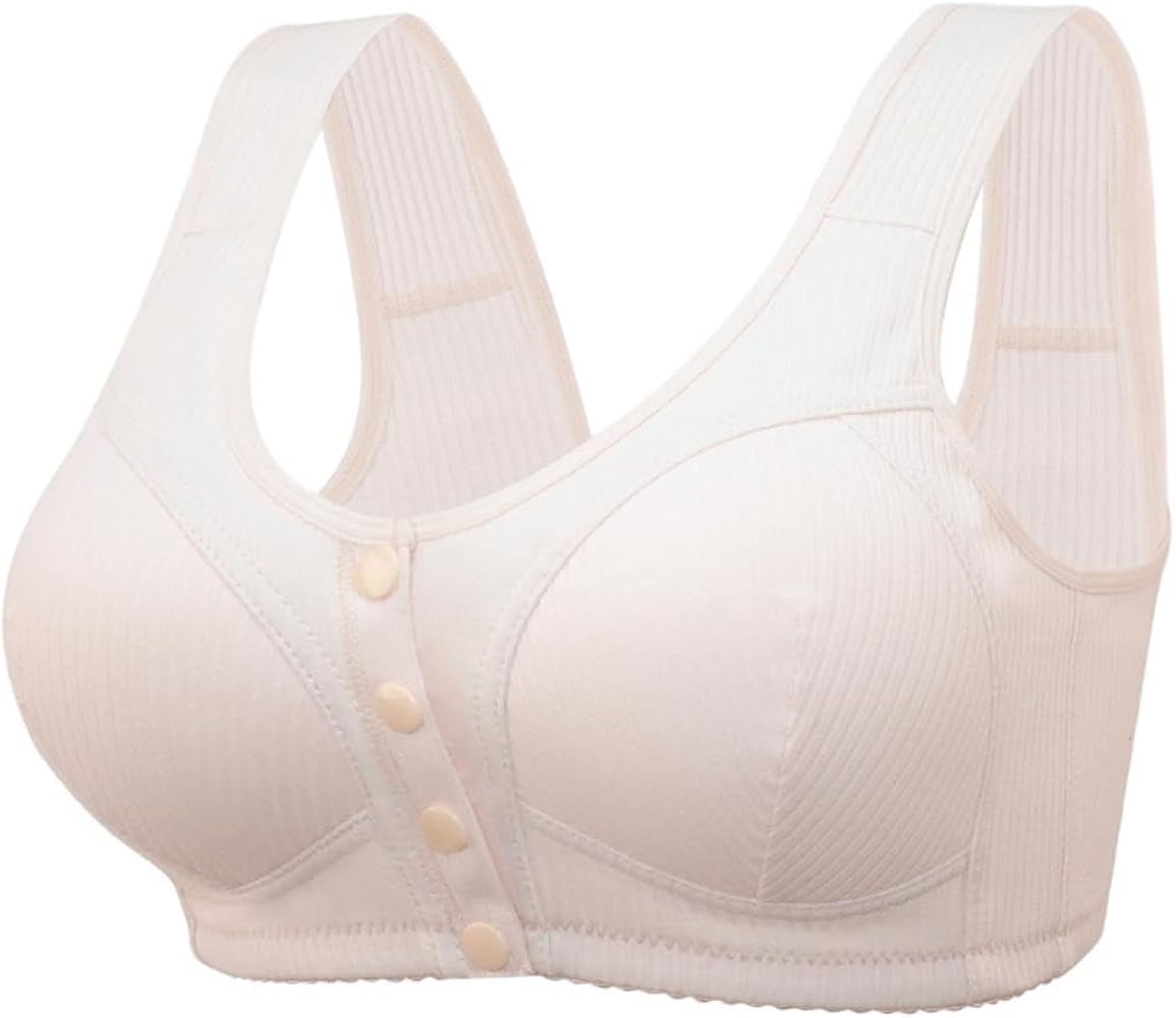 Daisy Bra for Seniors Front Button Closure Bras Older Women No Underwire Comfort Front Closing Bra