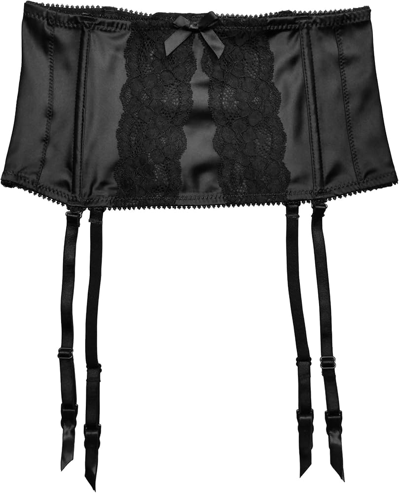 Black Women's Waist Training Fishbones Lace Metal Clips Sexy Garter Belts for Stockings S516B