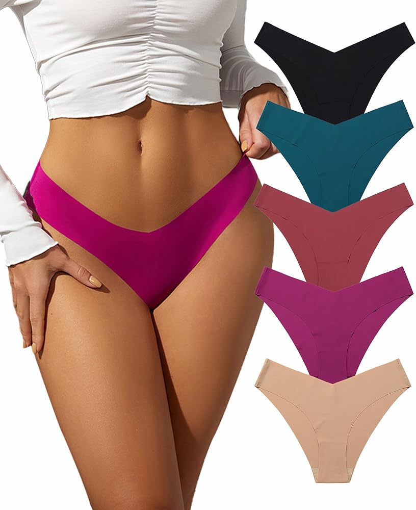 Seamless Cheeky Underwear for Women, Soft Stretch Invisibles No Show Bikini Panties for Women 5 pack S-XL